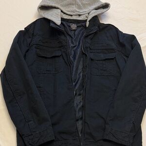 Ring of Fire XL Navy Jacket with Removable Gray Hood